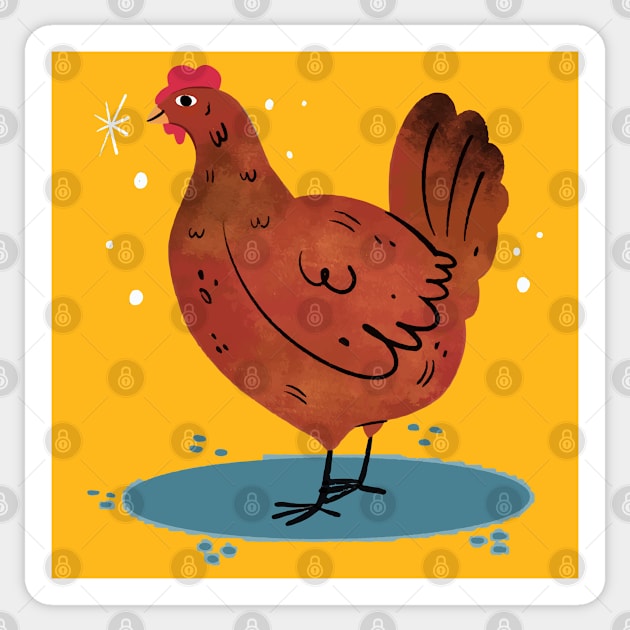 Hen Painting Hand Drawn Sticker by Mako Design 